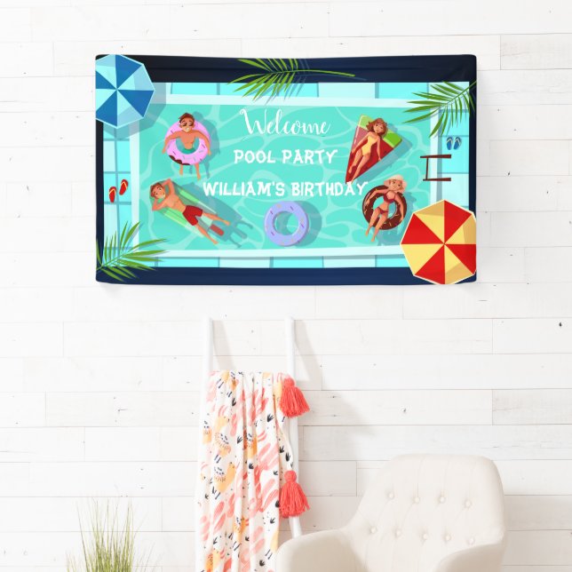 Welcome Pool Party Birthday Banner (Insitu)