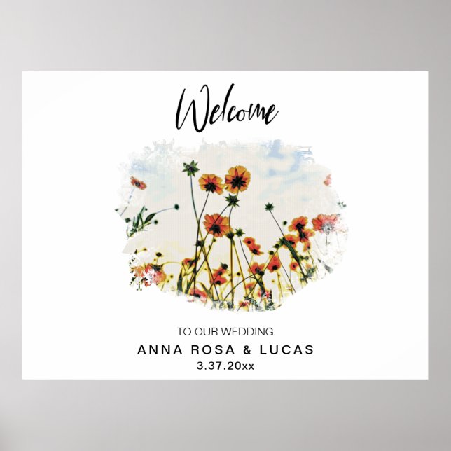 *~* WELCOME Poppy Floral AR9 Wedding Sign (Front)