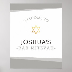 WELCOME POSTER bar mitzvah simple cool grey