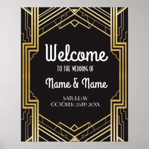 Welcome Poster Gatsby Art Deco Gold Wedding Poster