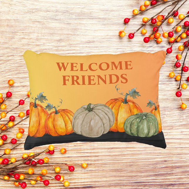 Welcome Pumpkins Fall Colours Decorative Cushion (Creator Uploaded)