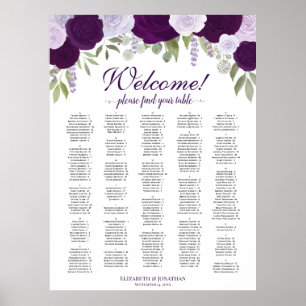 Welcome! Purple Roses Alphabetical Seating Chart