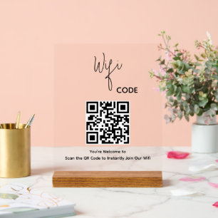 Welcome QR Code Scan to Connect Wifi Acrylic Sign