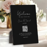 Welcome QR Code Wedding Black Galery Plaque<br><div class="desc">Welcome Plaque with Couple's Name and Wedding Date, Including QR Code for Photo Gallery Celebrate your love and greet your guests in style with our customised welcome plaque ! This minimal plaque is not only an elegant decoration for your wedding, but also an interactive keepsake that engages your guests. So...</div>