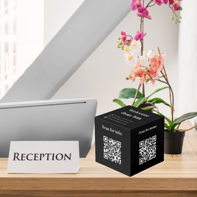 Welcome QR codes info hotel restaurant table black Cube (Creator Uploaded)