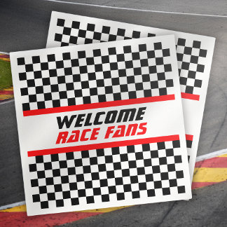 Welcome Race Fans Chequered Flag Napkin