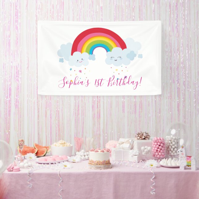 WELCOME RAINBOW CLOUDS kawaii party bright colours Banner (Party)