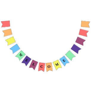 WELCOME Rainbow Gradient Theme Party Bunting