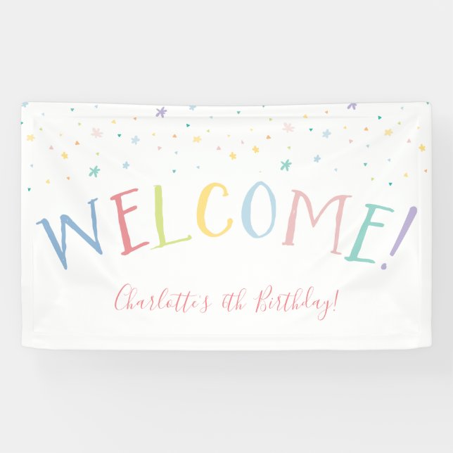 WELCOME RAINBOW TYPE pretty party pastel colours Banner (Horizontal)