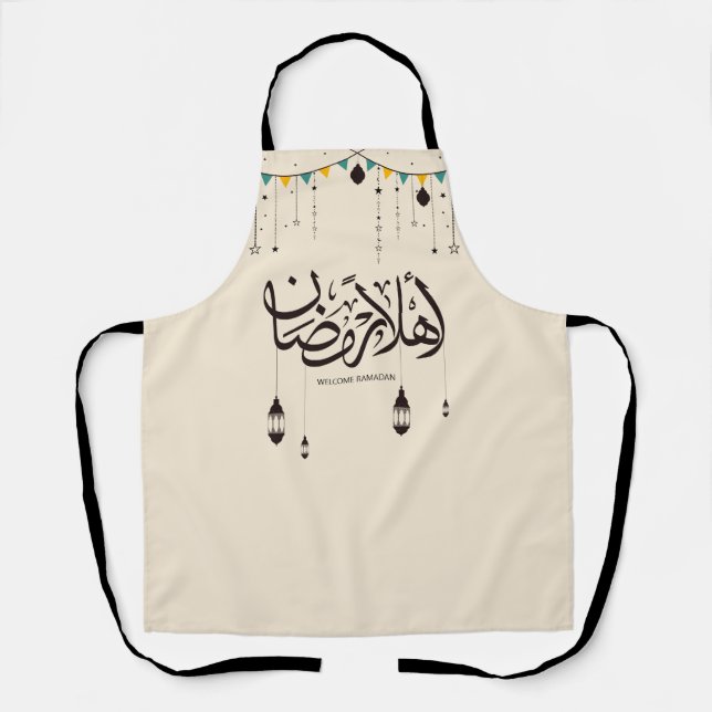 Welcome Ramadan, Arabic calligraphy Apron (Front)
