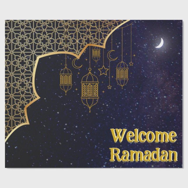 Welcome Ramadan: Islamic Design Wrapping Paper (Flat)
