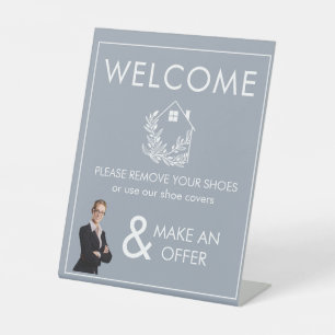 welcome remove shoes Real Estate Sign, Real Estate Pedestal Sign