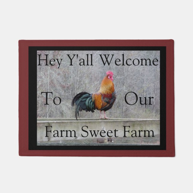 Welcome Rooster Door Mat (Front)