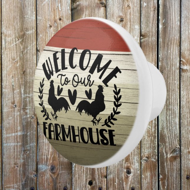 welcome rooster farmhouse kitchen ceramic knob (Creator Uploaded)