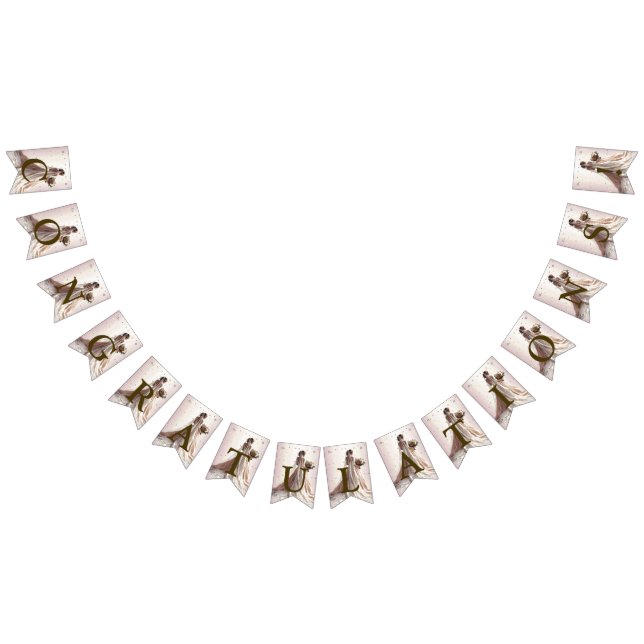 Welcome Rose Winter Wedding Bride Golden Hearts Bunting (All)