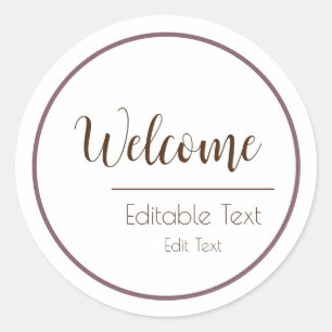 Welcome Round Sticker Minimalist Simple Design
