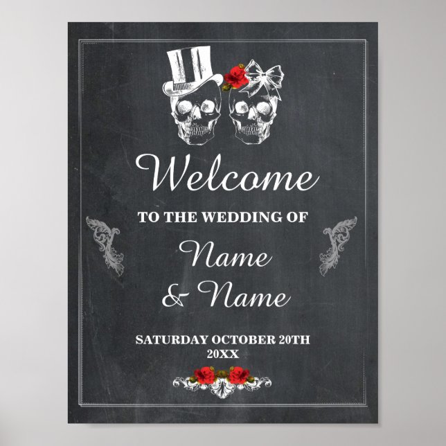 Welcome Rustic Skull Halloween Sign Wedding (Front)