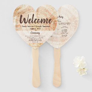 Welcome Rustic Wood Wedding Party and Program Hand Fan