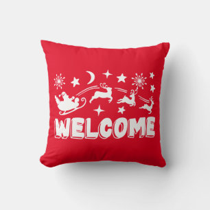 Welcome Santa & Sleigh Cushion