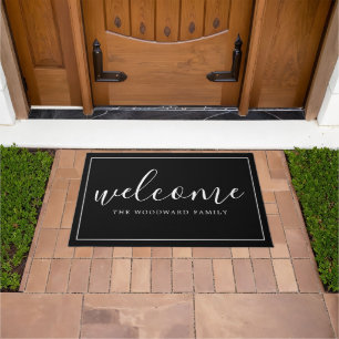 Welcome Script Family Name Personalized Doormat
