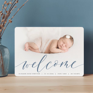 Welcome Script Photo Birth Announcement