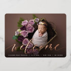 Welcome Script | Rose Gold Foil Birth Announcement