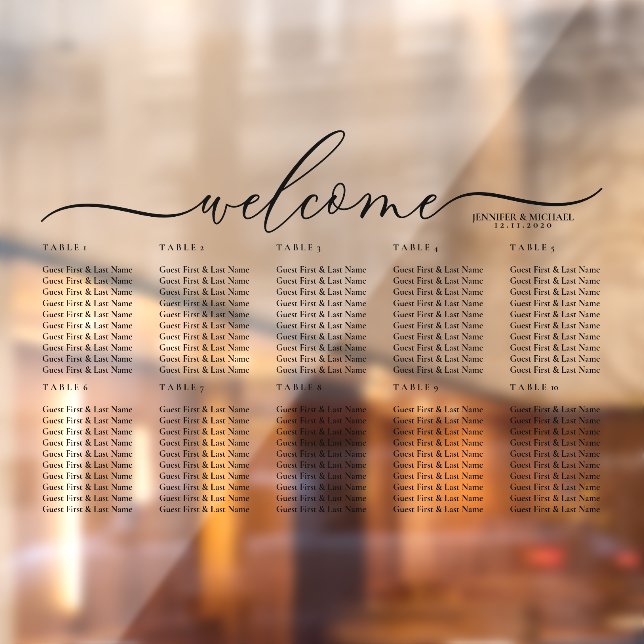 Welcome seating chart table numbers window cling (Sheet 2)