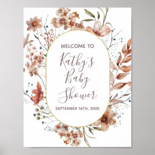 Welcome Sign Autumn Wildflowers Watercolor