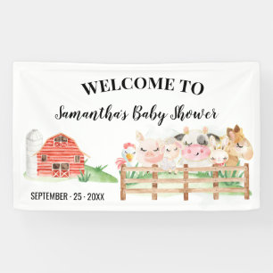 Welcome Sign Baby Shower Farm Baby Animals Banner