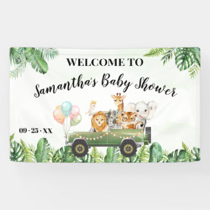 Welcome Sign Baby Shower Safari Animals Banner