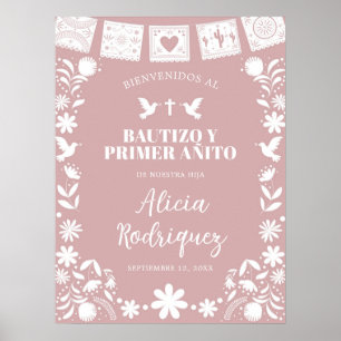 Welcome Sign BAUTIZO Pink Cielito Lindo