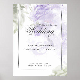 Welcome Sign Beautiful Rustic Lilac Purple Roses