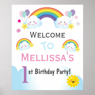 Welcome sign Birthday Party Clouds and Rainbows