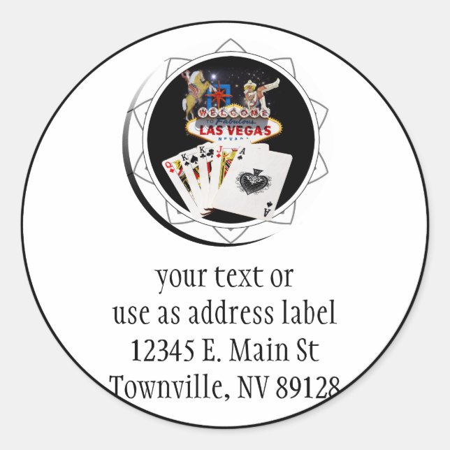 Welcome Sign Black Poker Chip Classic Round Sticker (Front)