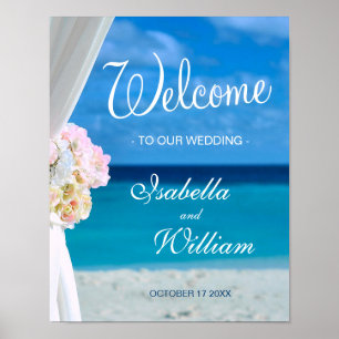 Welcome Sign   Blue Ocean Beach Summer Wedding