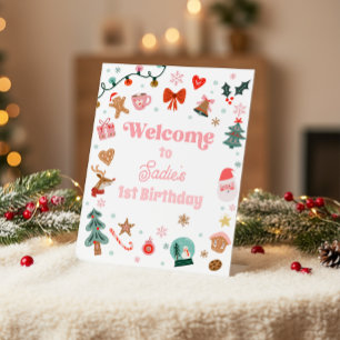 Welcome Sign Christmas Birthday Oh What Fun Girl