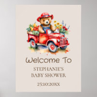 Welcome Sign Cute Teddy Locally Grown Baby Shower 