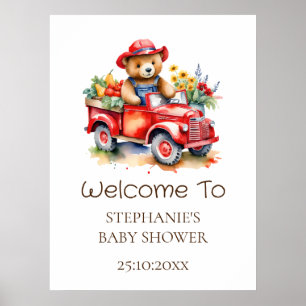 Welcome Sign Cute Teddy Locally Grown Baby Shower