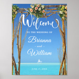Welcome Sign   Floral Summer Beach Wedding Gate