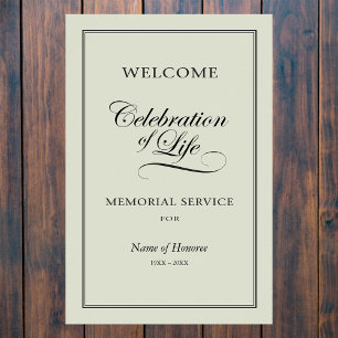 Welcome sign for Memorial Service