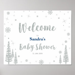 Welcome Sign for Winter Baby Shower, Boy, Blue