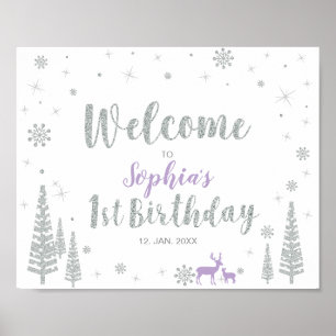 Welcome Sign for Winter Girl 1st Birthday Party
