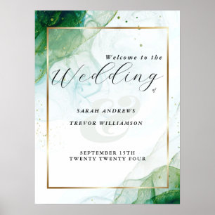 Welcome Sign Kelly Green Alcohol Ink