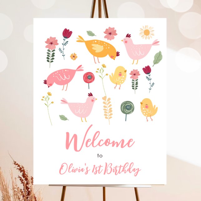 Welcome Sign Little Chick Farm Barnyard Birthday (Creator Uploaded)