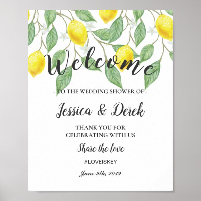 Welcome Sign | Modern Boho Lemon Summer Wedding (Front)
