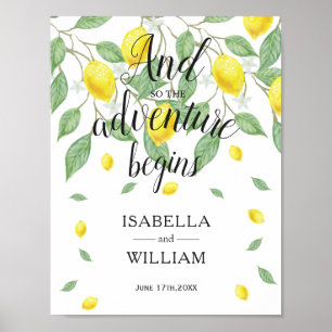 Welcome Sign Modern Lemon Boho Summer Wedding