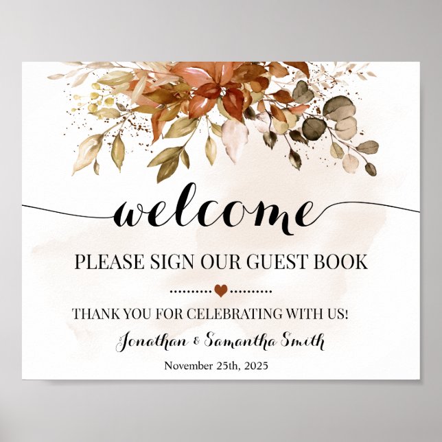 Welcome Sign Our Guest Book Fall Wedding Shower (Front)
