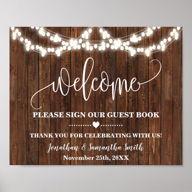Welcome Sign our Guest Book Western Wedding (Front)