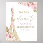 Welcome Sign, Paris, Eiffel Tower, Bridal Shower Poster<br><div class="desc">Editable,  Bridal Shower,  Welcome Sign,  Paris theme,  Eiffel Tower,  Bridal Décor,  Roses,  Elegant Bridal shower,  Floral Welcome Sign, </div>