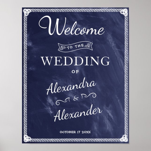 Welcome Sign | Simple Rustic Blue Board Wedding (Front)